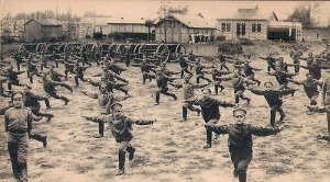 Russian army (roughly 1910) performing Swedish Gymnastics as military calisthenics.